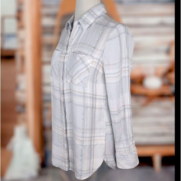 White House Black Market Button Down Top Size 12 - Picture 7 of 13